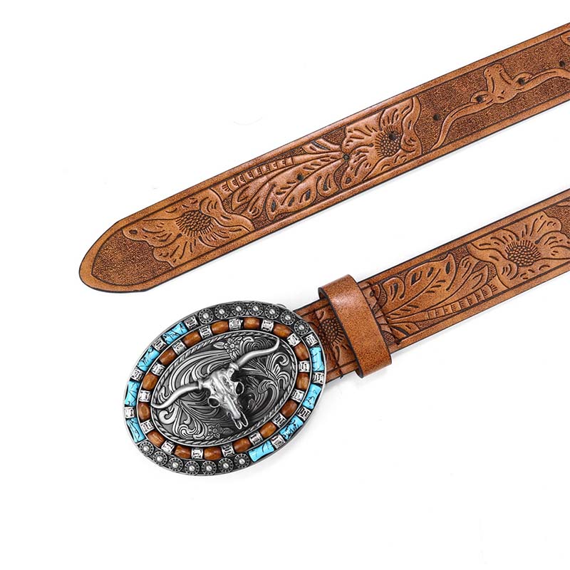 Skanto | Retro Punk Embossed Western Denim Belt