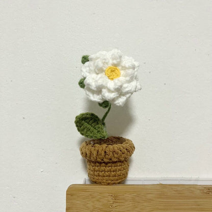 Handmade knitted flowers