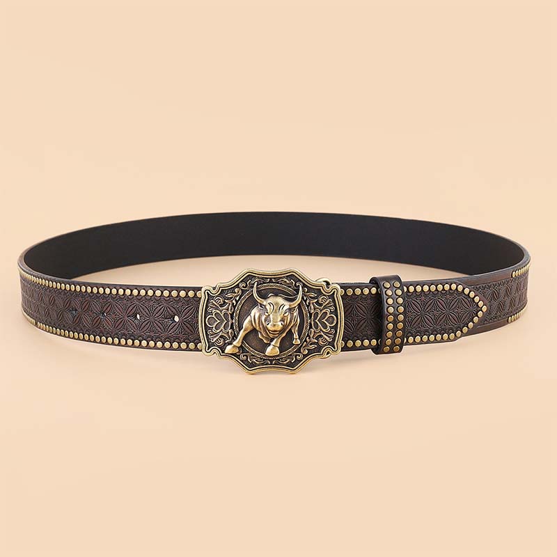 Skanto | Retro Punk Embossed Western Denim Belt