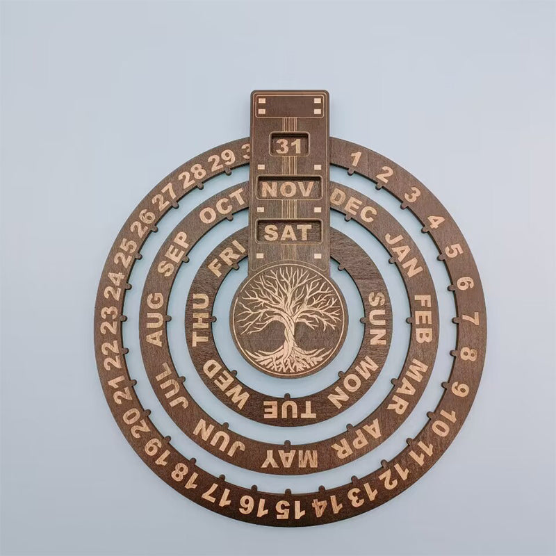 Wood Rotating Circular Perpetual Calendar | Bowlift