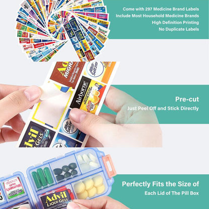 BowLift | Travel Pill Organizer Box (161 Labels for Customization)