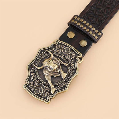 Skanto | Retro Punk Embossed Western Denim Belt