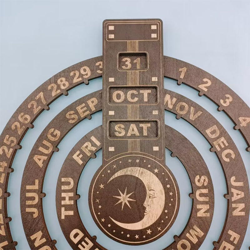 Wood Rotating Circular Perpetual Calendar | Bowlift