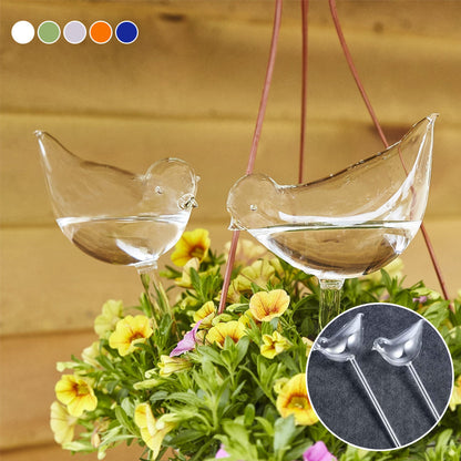 Self-watering glass birds