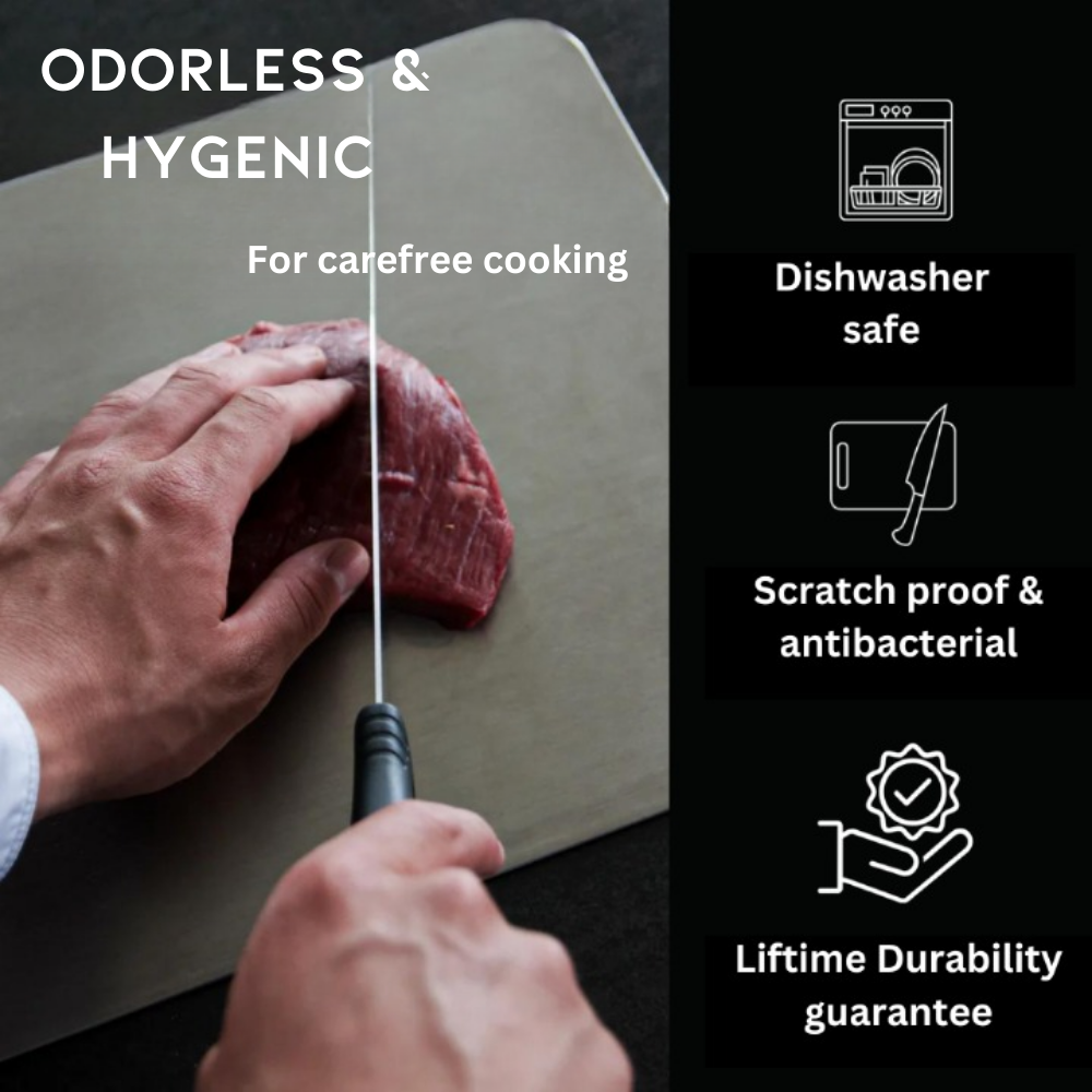 BowLift | Medical Grade Titanium Cutting Board | Durable, Non-porous Surface for Safe Food Preparation & Kitchen Use