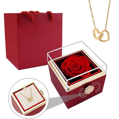 Skanto | [Ideal Gift] Eternal Rose Box - With Engraved Necklace & Artificial Rose