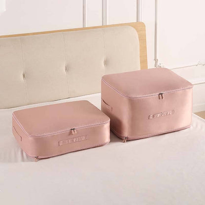 Extremely space-saving, self-compressing organizer