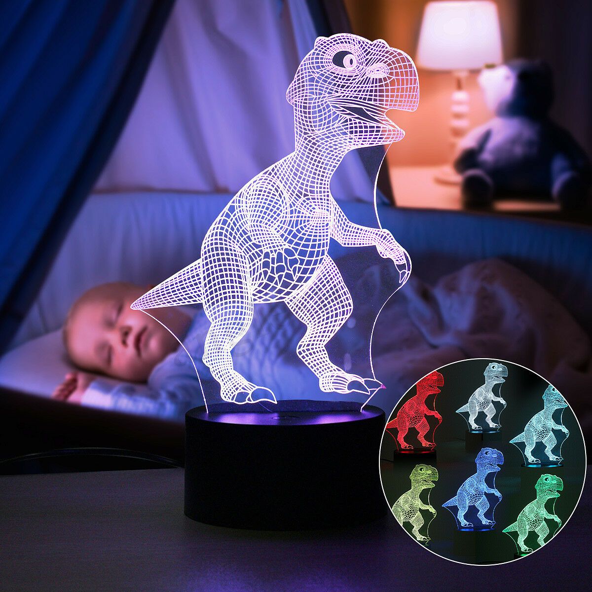 Skanto | Dinosaur Night Light - 3D Dinosaur Lamp - T Rex Night Light