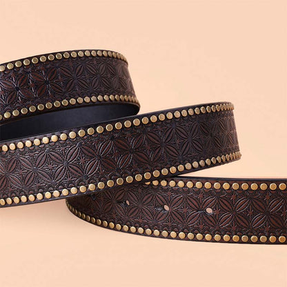 Skanto | Retro Punk Embossed Western Denim Belt