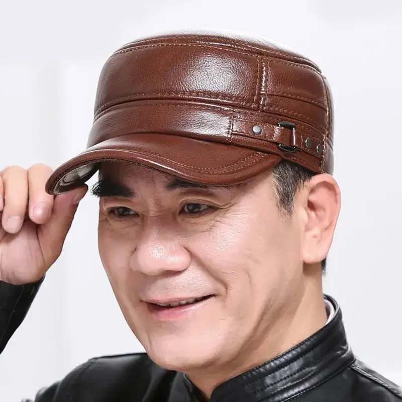 Skanto | New Men's Winter Hat with Lambskin Ear Protection Flat Brim