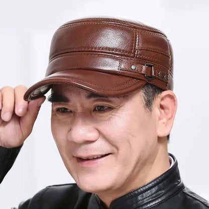 Skanto | New Men's Winter Hat with Lambskin Ear Protection Flat Brim