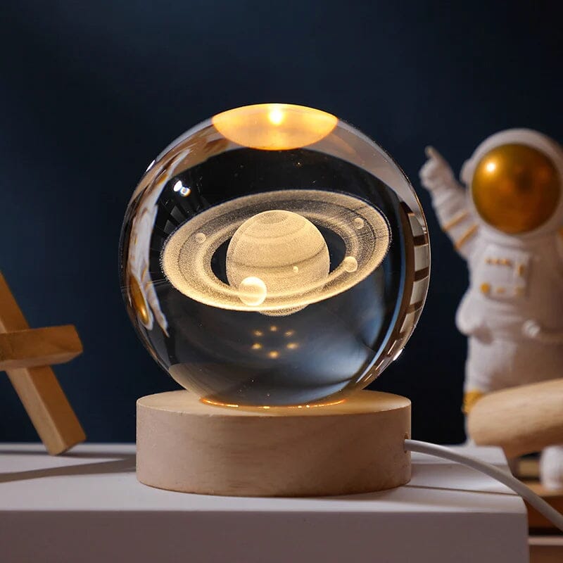 Skanto | 3D Crystal Ball Night Light With Wood Base