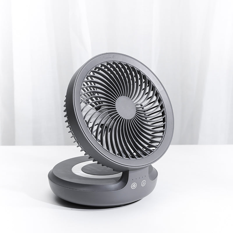 Skanto | Rechargeable Folding Table Fan, with Four Modes, Night Light, and Adjustable Angle, for Study, Sleep, Work, and Outdoor Use