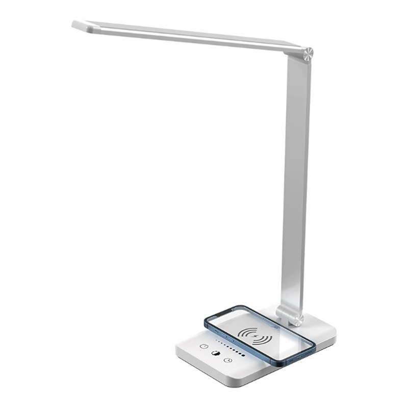 Skanto | LED Desk Lamp with USB Charging Port, Dimmable Eye-Care Reading Lamp for Home, with 5 Brightness Levels & 3 Light Modes, Touch Control, Auto Timer (Black)