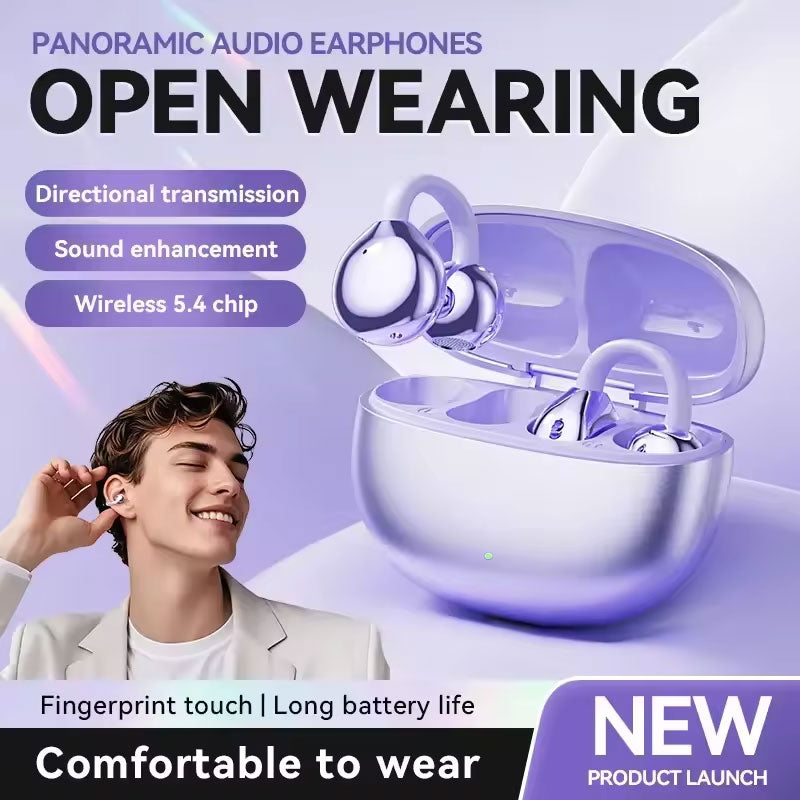 BowLift | Wireless Ear Clip Headphones | Open-Ear Bluetooth 5.4 | HiFi Sound & Dual Device Pairing