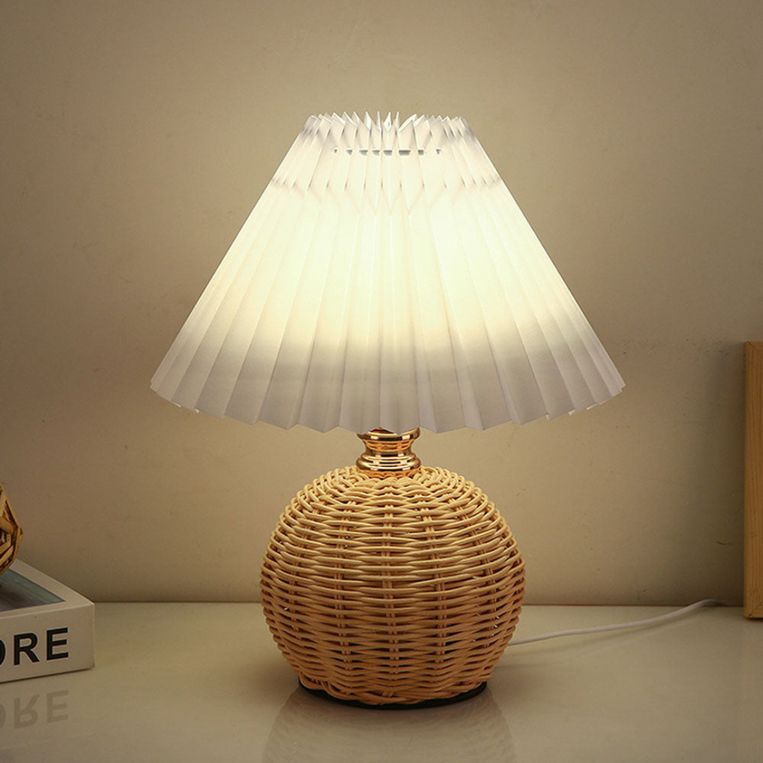 Skanto | Modern Table Lamp with White Pleated Shade