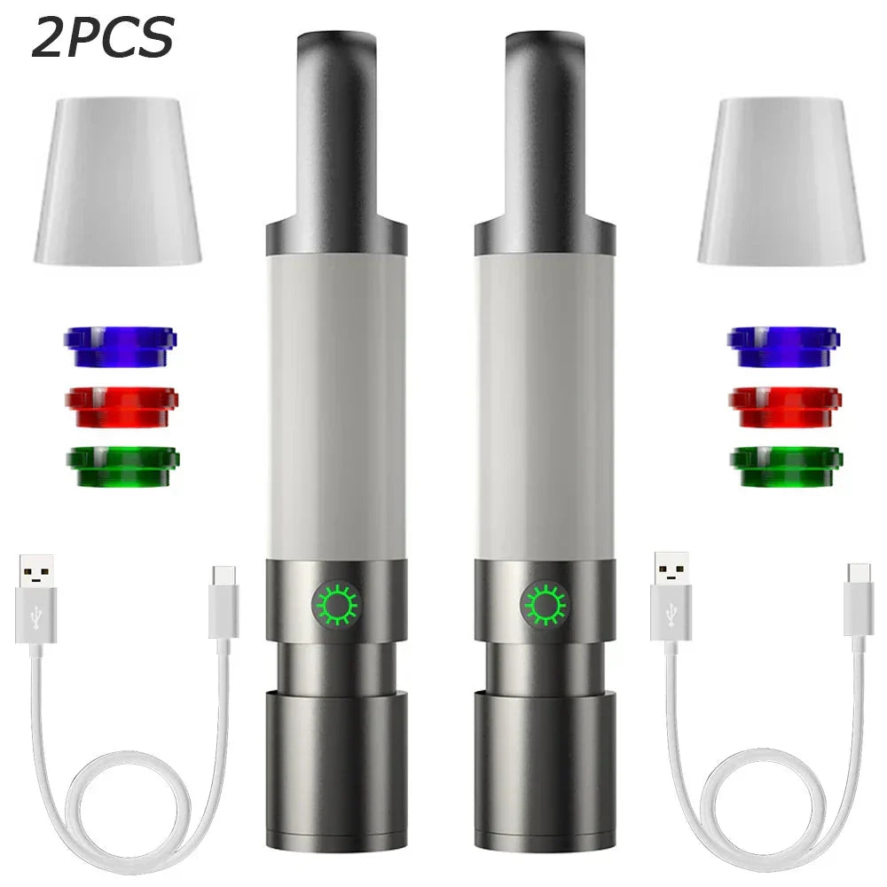 Skanto | LED Flashlight with Multicolor Filters – Rechargeable USB-C Lamp with Camping and Emergency Light Function