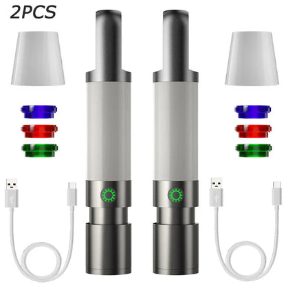Skanto | LED Flashlight with Multicolor Filters – Rechargeable USB-C Lamp with Camping and Emergency Light Function