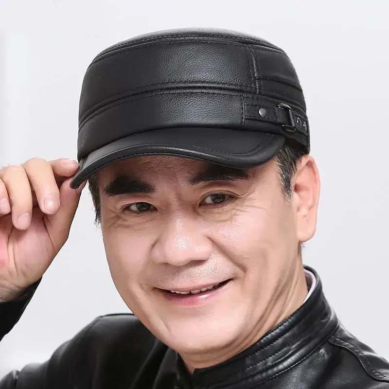 Skanto | New Men's Winter Hat with Lambskin Ear Protection Flat Brim
