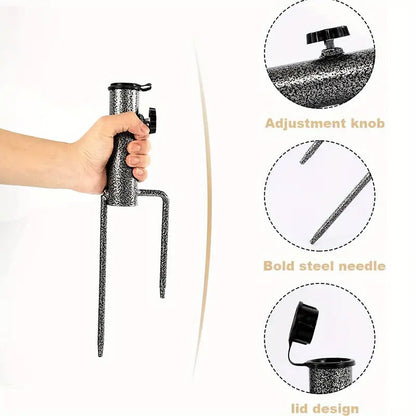 BowLift | Heavy-Duty Adjustable Spiral Ground Anchor Umbrella Holder