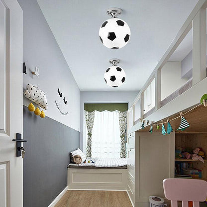 Skanto | SportLume Creative Ceiling Light | Basketball & Soccer Design | Semi-Flush Mount | Glass Lamp