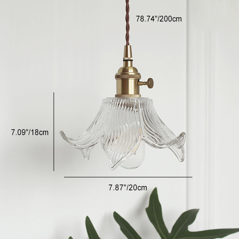 Skanto | Modern Creative Floral Brass-Glass 1-Light Pendant Lamp for Living Room