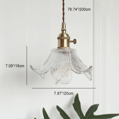 Skanto | Modern Creative Floral Brass-Glass 1-Light Pendant Lamp for Living Room