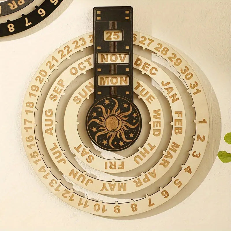 Wood Rotating Circular Perpetual Calendar | Bowlift