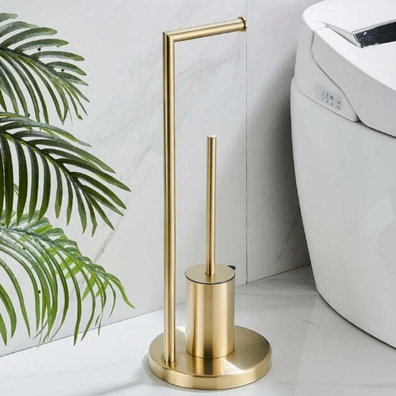 CleanStand Freestanding Toilet Paper Holder with Brush Bowlift