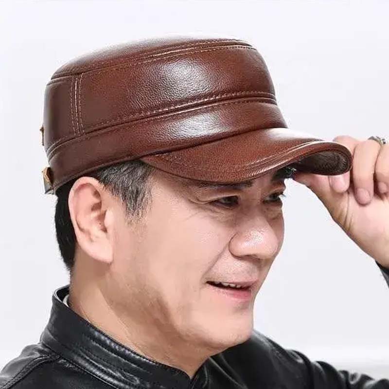Skanto | New Men's Winter Hat with Lambskin Ear Protection Flat Brim