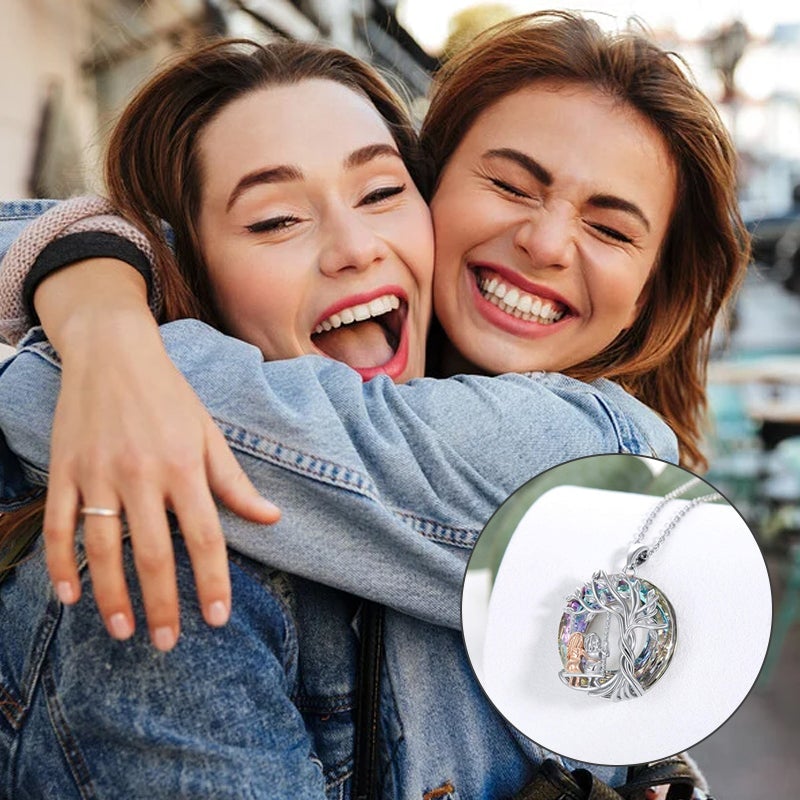 BowLift | Tree of Life Sister on the Swing Cry-stal Pendant Necklace