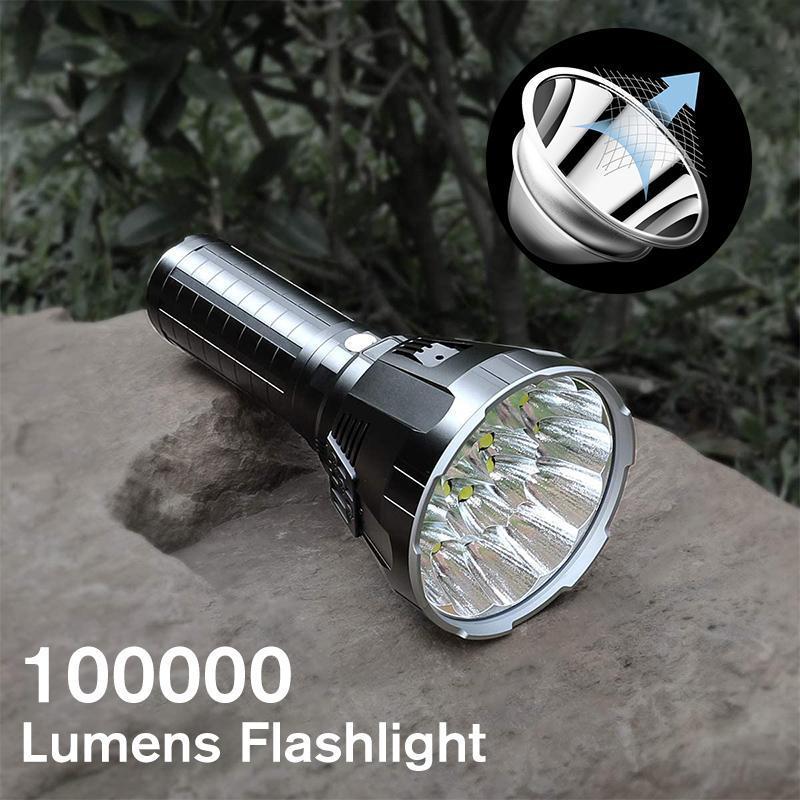 MS18 | Ultimate High-Performance LED Flashlight | 100,000 Lumens | 2,350m Beam Distance | 18x CREE XHP70.2 LEDs | OLED Status Display & Active Cooling | IP68 Waterproof