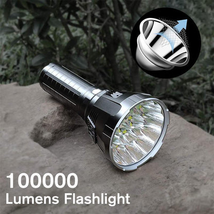 MS18 | Ultimate High-Performance LED Flashlight | 100,000 Lumens | 2,350m Beam Distance | 18x CREE XHP70.2 LEDs | OLED Status Display & Active Cooling | IP68 Waterproof