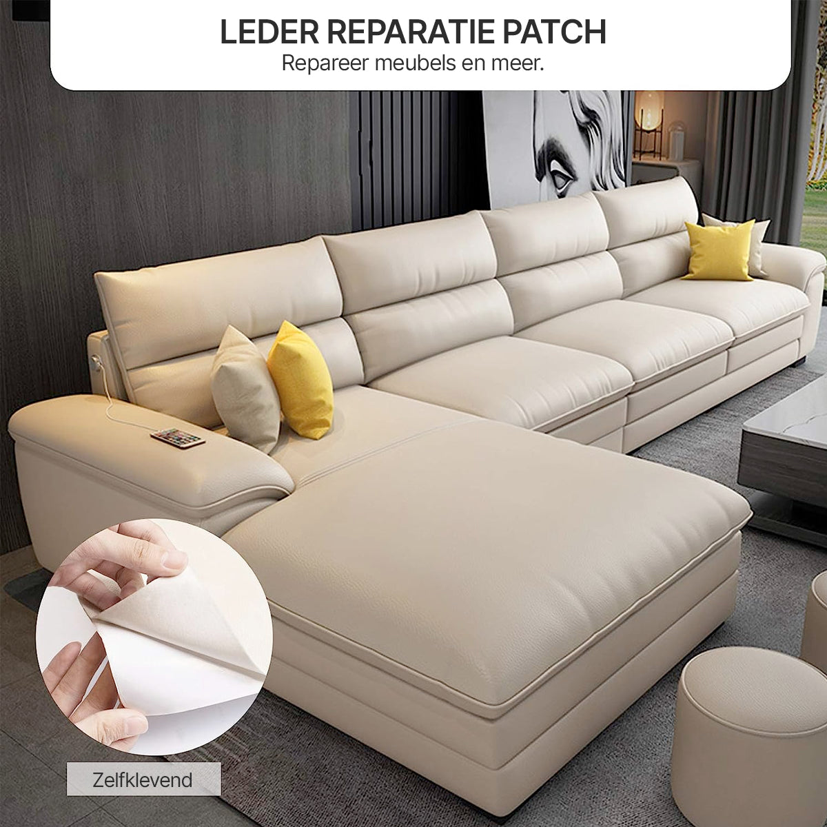 BowLift | ReviLeer Self-Adhesive PU-Leather Patch – Waterproof Repair Patch for Furniture