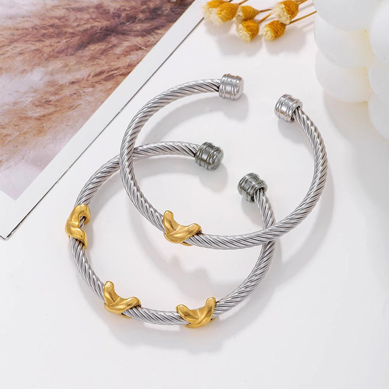 BowLift | Two Tone Knot Twisted Bangle