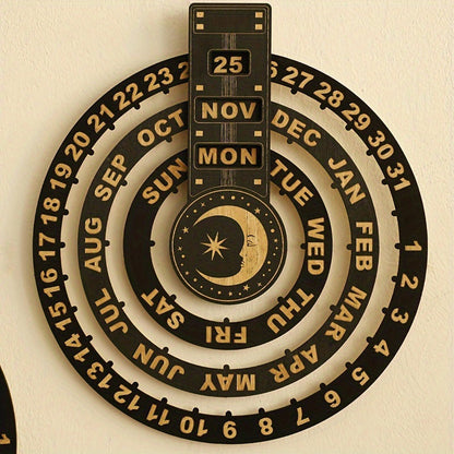 Wood Rotating Circular Perpetual Calendar | Bowlift