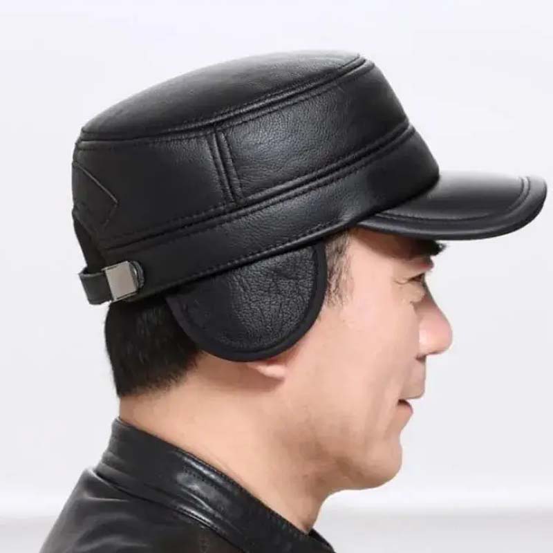 Skanto | New Men's Winter Hat with Lambskin Ear Protection Flat Brim