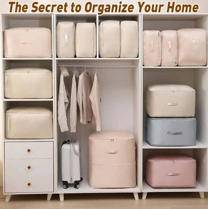Extremely space-saving, self-compressing organizer