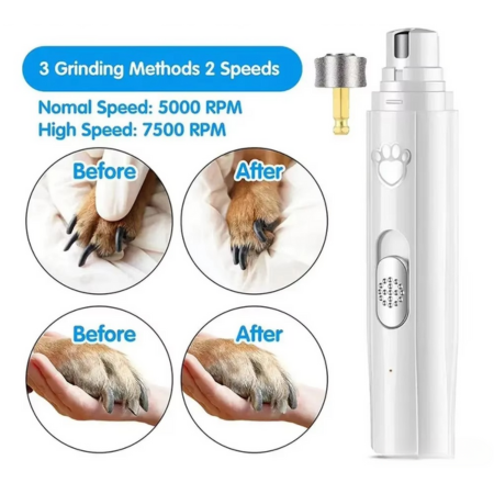 Skanto | Rechargeable Electric Dog Nail File with Polishing Wheel for Small and Large Pets
