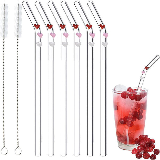 6 PCS Reusable Stained Glass Straws with Cleaning Brush | Bowlift