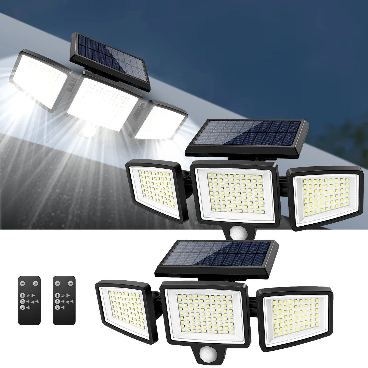 Skanto | Triple Head Motion Sensor Solar Light for Outdoors