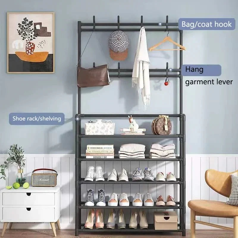 Skanto Multifunctional 5-Tier Shoe Rack with Clothes Shelf Skanto