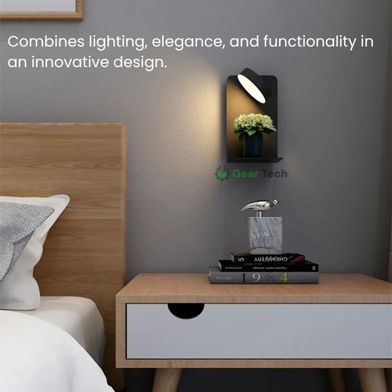 Skanto | LED Wall Lamp with Shelf | Soft Glow, Modern Design & Ideal for Creating a Festive Atmosphere in the Bedroom