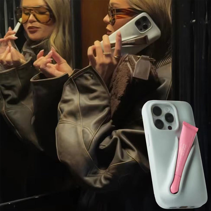 Phone case with lipstick holder
