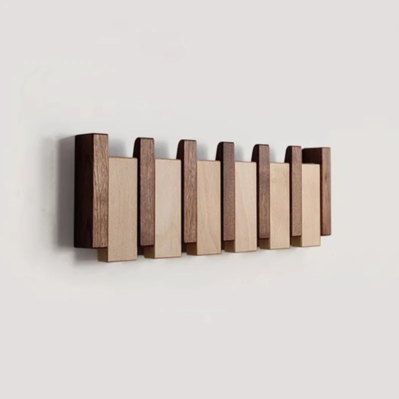 Wooden Wall Hanger in Piano Design with Foldable Hooks | Skanto