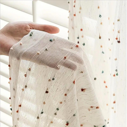 BowLift | Sugar Bean Rainbow Embroidered Tulle Curtain Panel
