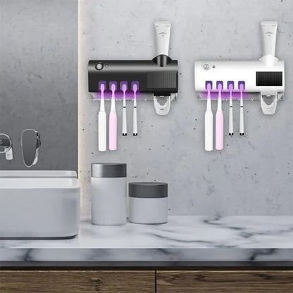 Smart UV Light Sterilizer Toothbrush Holder, Wall Mounted Toothpaste Dispenser | Skanto