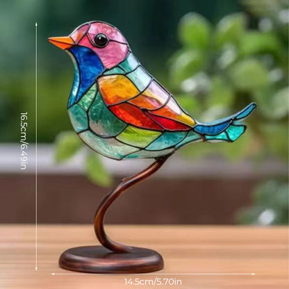 Birds on Branches Stained Acrylic Ornaments, Double Sided Multicolor Style | Bowlift