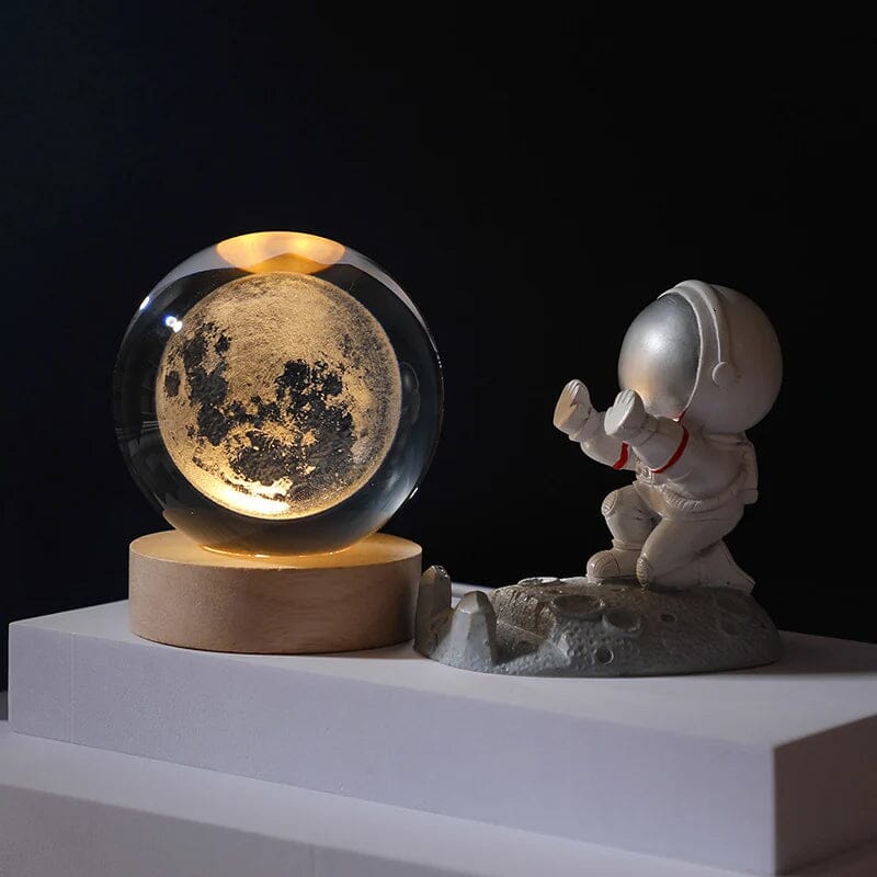 Skanto | 3D Crystal Ball Night Light With Wood Base