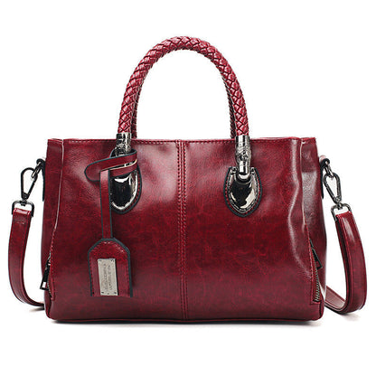 New handbags made of Boston oil wax leather, large soft leather tote bag